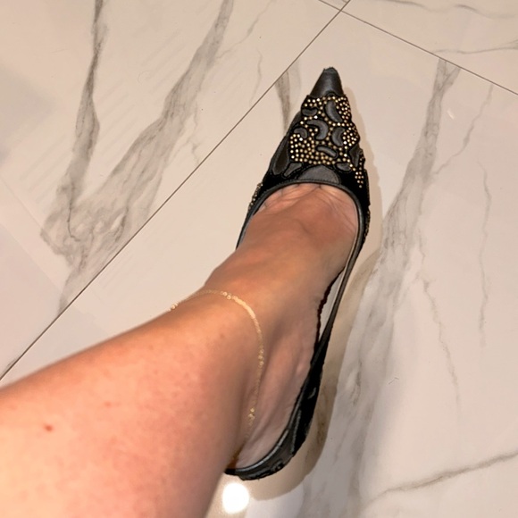 Jimmy Choo SZ 9 / 39 Black and Gold Embellished Heels - Picture 8 of 8